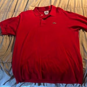 Lacoste 2 button shirt red and white size large